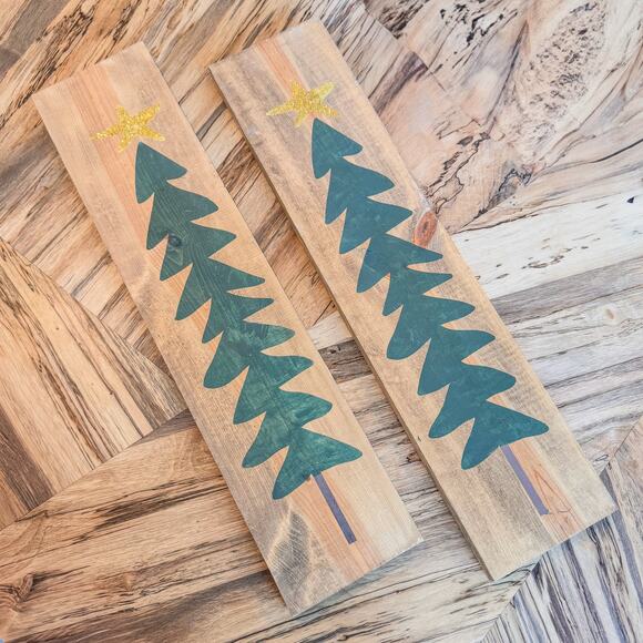 Simply Country Handpainted Christmas Trees on Raw Wood Boards-Matte Finish-Qty 2 - Picture 4 of 8
